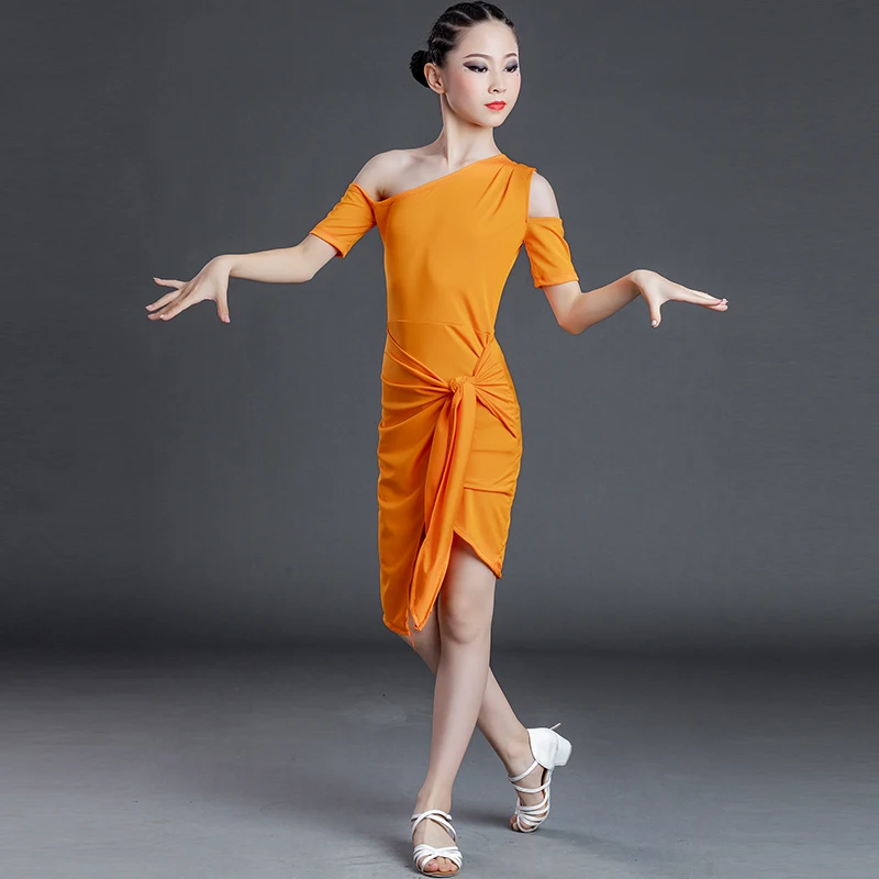 New Summer Children Latin Dance Dress Professional Training Suit Female One-piece Strapless Bandage Performance Competition Suit