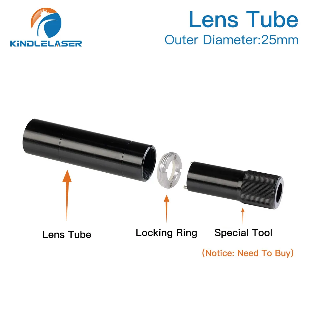 KINDLELASER Tubo per obiettivo CO2 OD.25mm per macchina per incisione taglio laser CO2 con obiettivo D20 F50.8/63.5/101.6mm