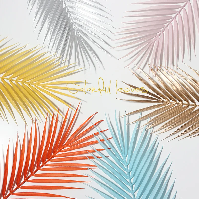 Fondo de fotografía de hojas de palma tropicales coloridas, accesorios de fotografía para habitación, estudio fotográfico, decoración de boda, hoja blanca, rosa y naranja