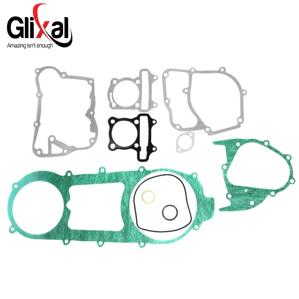 Glixal 150cc 57.4mm GY6 Complete full Paper Engine Gasket Set for 157QMJ Scooter Moped ATV Go-Kart (Long Case)