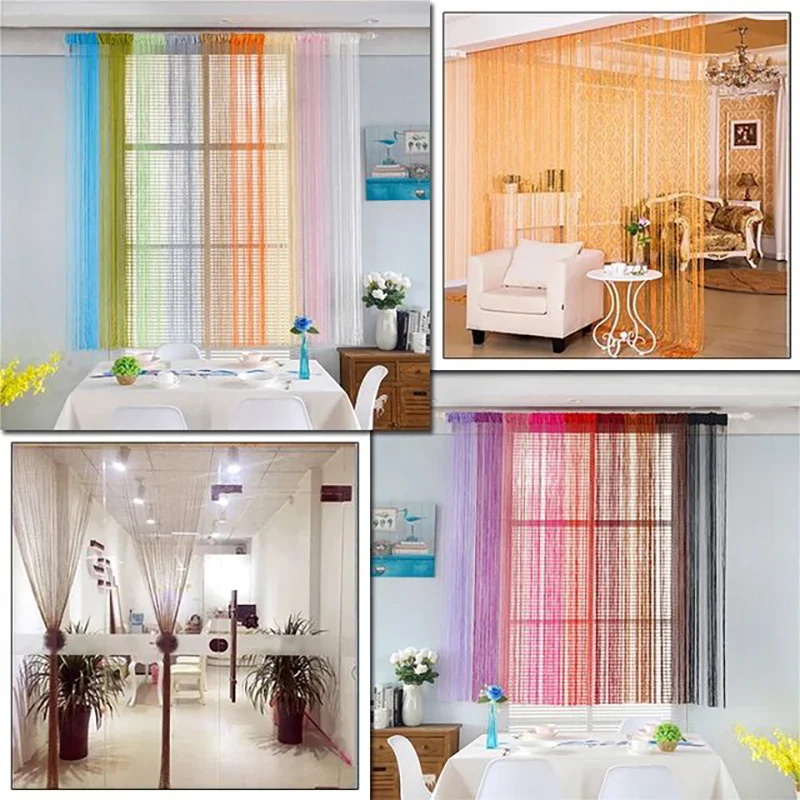 Multi-color Thread Line Curtains for Living Room Door Wall Window Panel Tassel Curtains bedroom Window curtain Decoration 1x2m