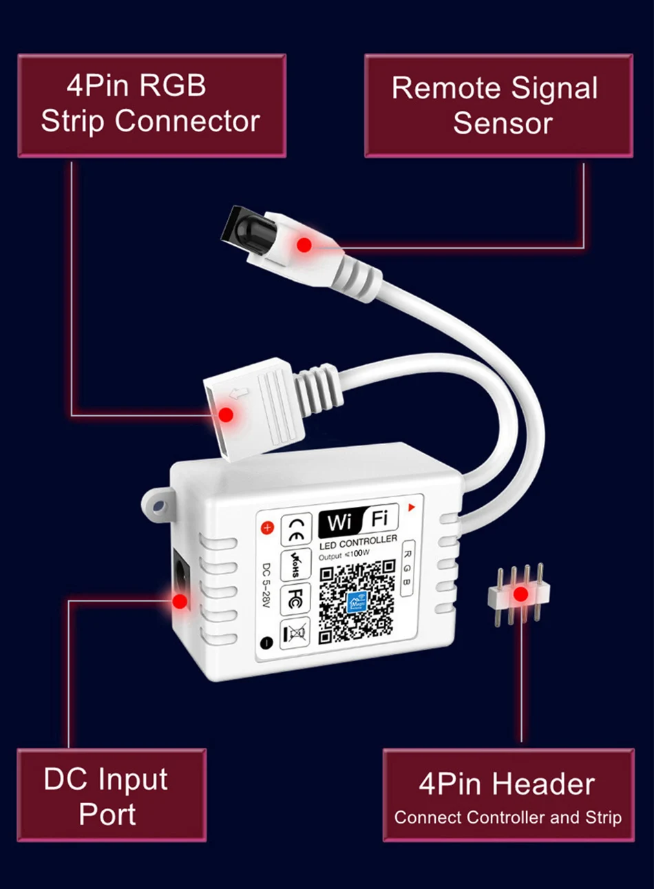 12V 24V LED Strip WIFI RGB RGBW Controller Android IOS APP Bluetooth-compatible Magic Home IR Control For RGB RGBW LED Strip