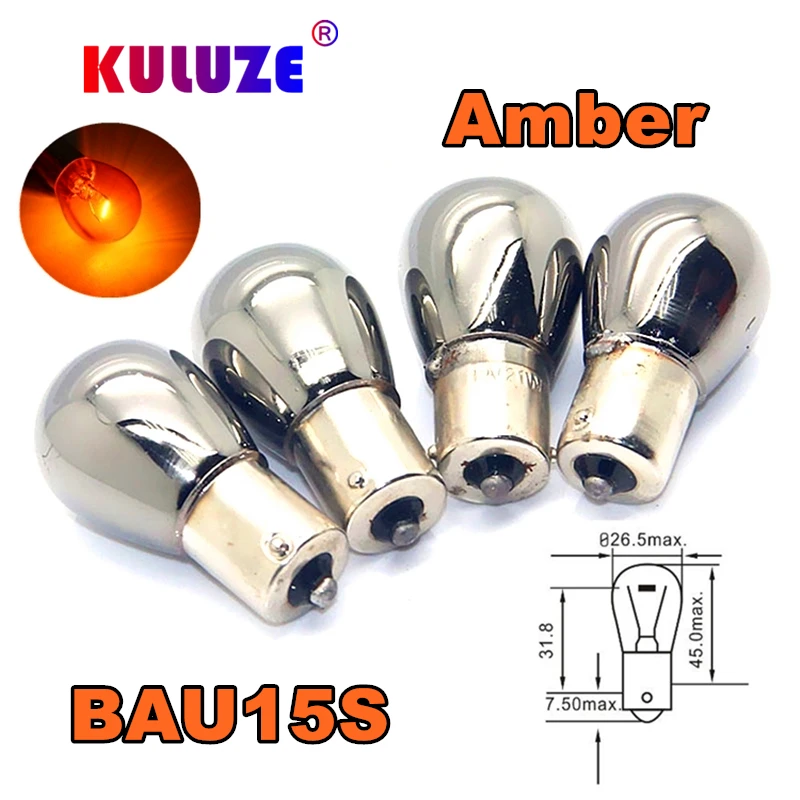 

Kuluze 581 py21w S25 bau15s amber chrome plated bulb 1156 invisible turn signal 12v21w motor vehicle signal lamp