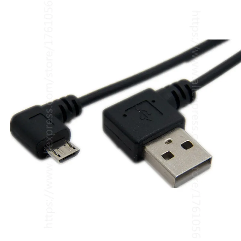 USB 2.0 - Micro-USB to USB Coiled Cable High-Speed A Male to Micro B - Black Right Angle Charging data Cable