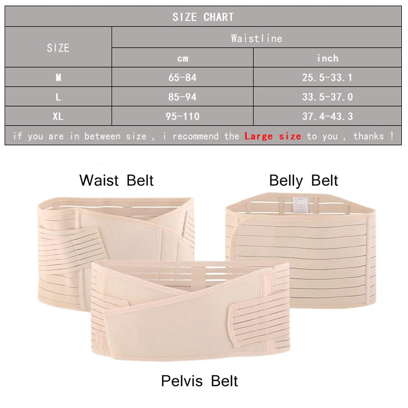 3 in 1 Postpartum Belly Belt Tummy Band Girdles Corset Body Shaper Strap Postnatal C-Section Waist Trainer Pelvis Wrap Shapewear