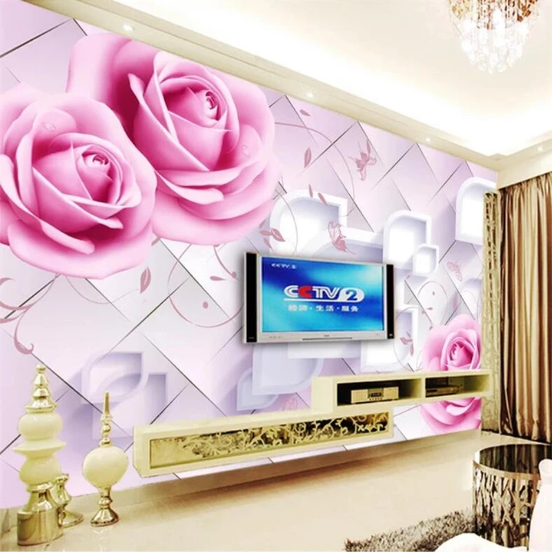 

Custom Wallpaper Rose 3D Mural Living Room Bedroom Hotel Three-dimensional TV Background Wall Elderly Room Decoration Painting