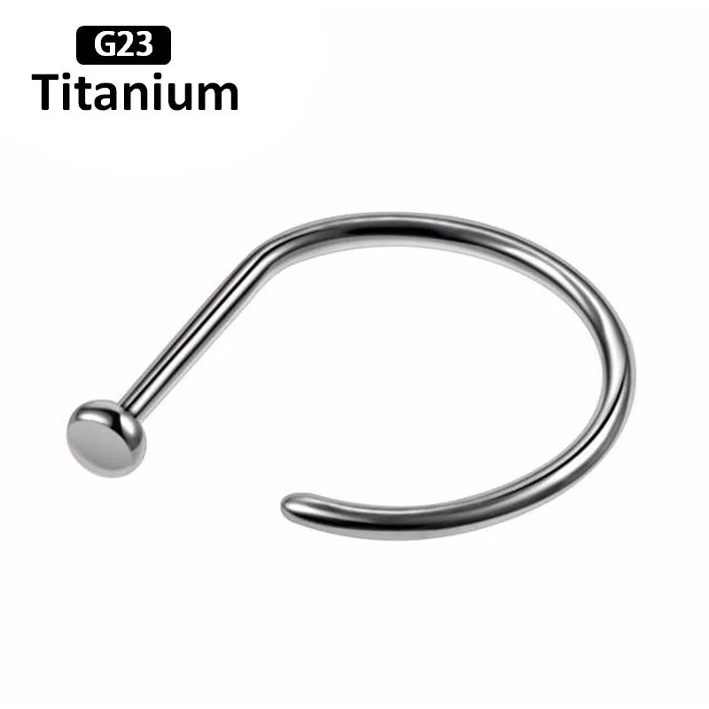 1PS NEW G23 Titanium Nose Piercing Nose ring& Studs D-ring without body piercing jewelry 18G 20G F136 - Image 3
