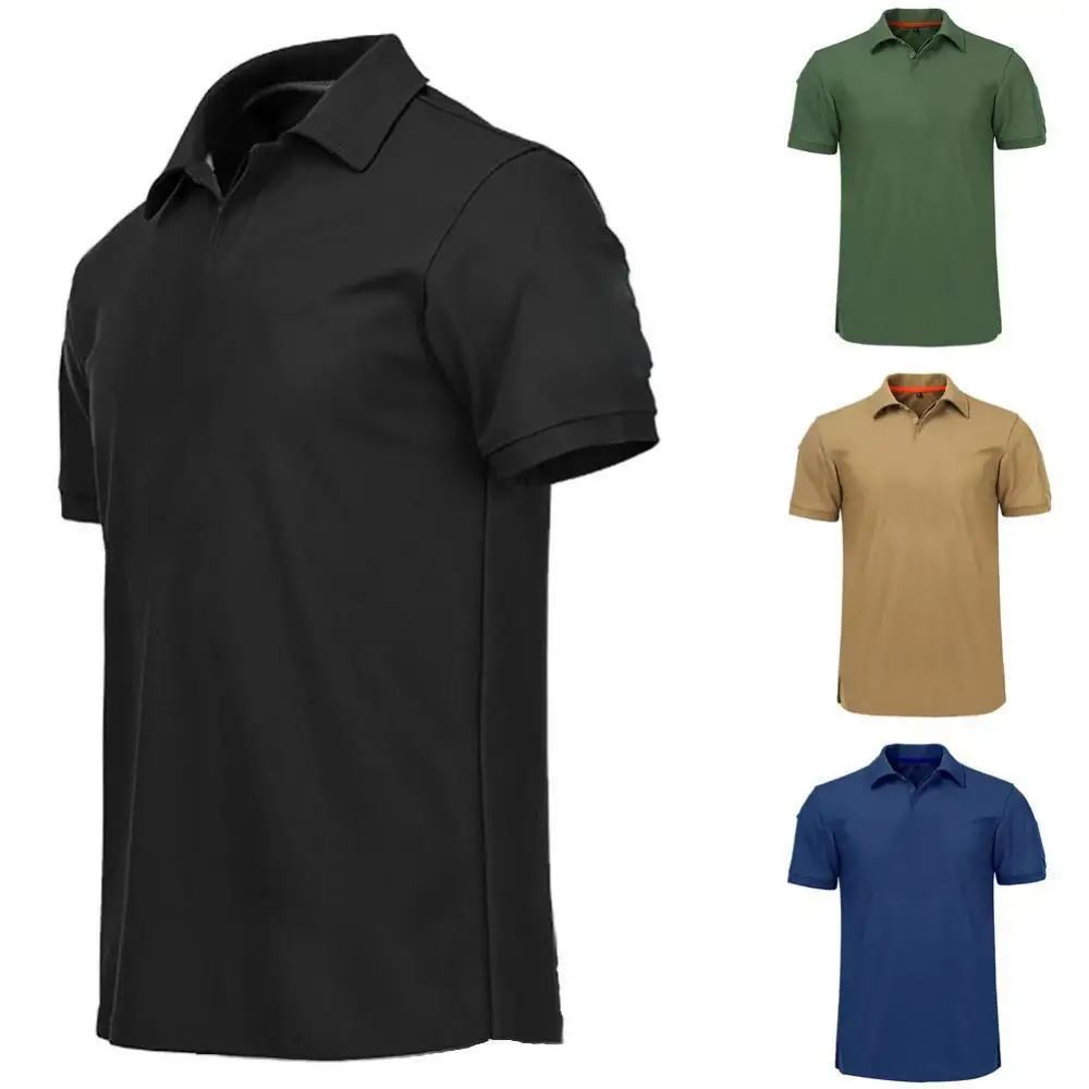 Men Summer Casual Turn Down Collar Short Sleeve Armband Buttons T-shirt Top T-shirt for Male Solid Color Pullover Top T shirt