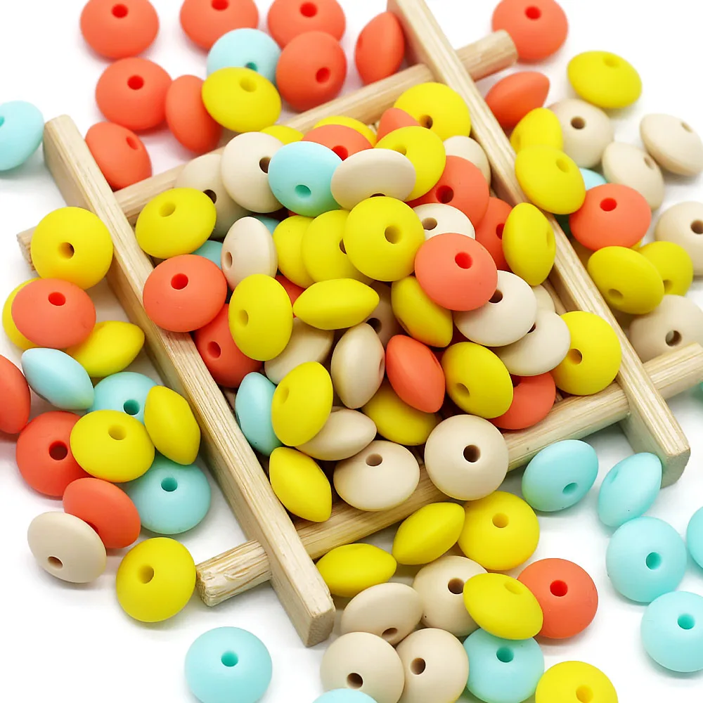 Cute-idea 50pc Silicone Beads Baby Lentil heart Star Shape Nuring Teething Beads Sets DIY Baby Pacifier Chain toys Accessories