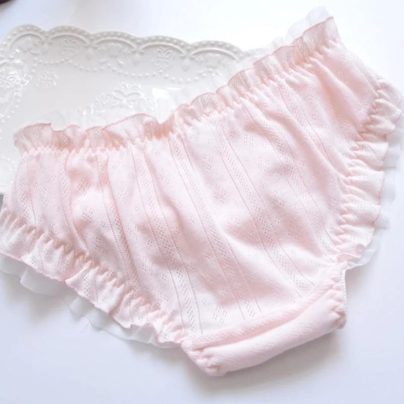 Cotton Ruffle Cute Lovely Sweety Girl Panties Bow Japanese Princess Style High Elasticity Breathable Sexy Women Underwear Breifs