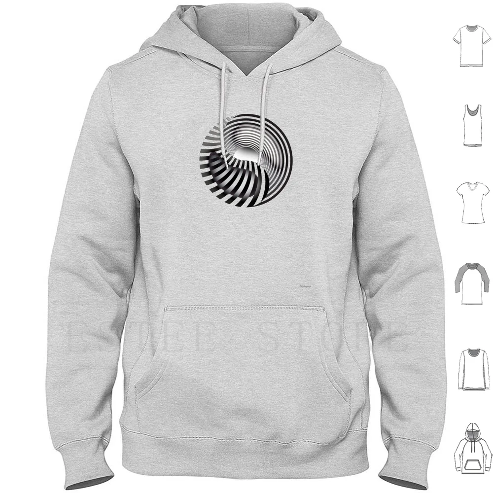 Sudadera hipnótica Yin Yang con capucha de manga larga Yin Yang líneas hipnosas hipnóticas círculos blancos y negros rayas remolinos efectos 3d