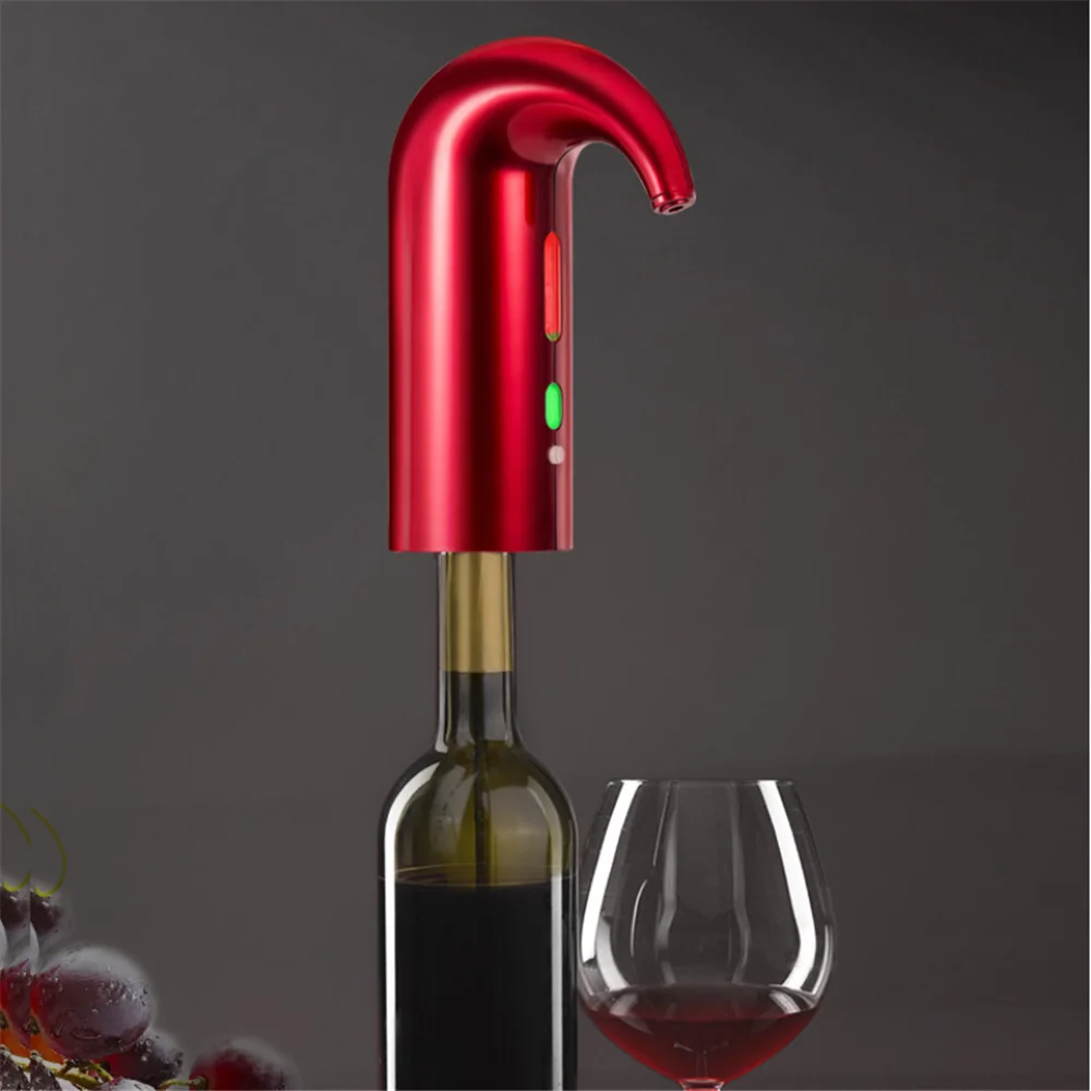 Portable Smart Wine Decanter USB Electric Red Wine Pourer Home Bar Automatic Quick Wine Aerator Dispenser Stainless Steel Tube