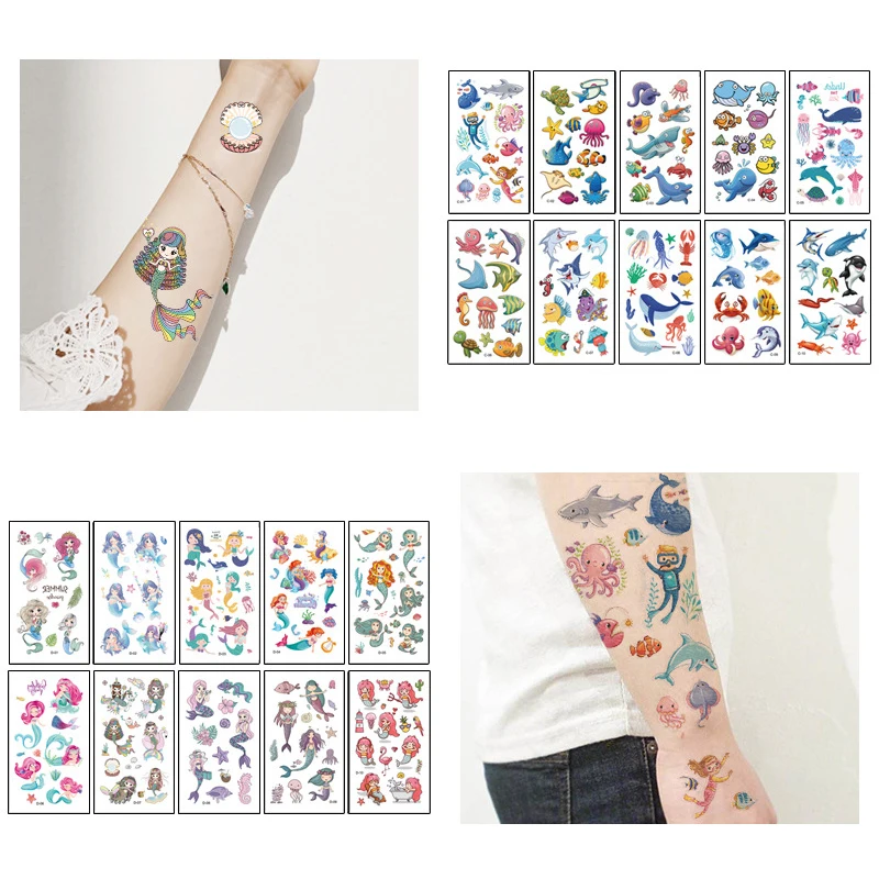 10 Sheets/Set Animal Dinosaur Space Watch Children's Tattoo Stickers Face Arm Body Waterproof Temporary Tattoo for Kids Gift