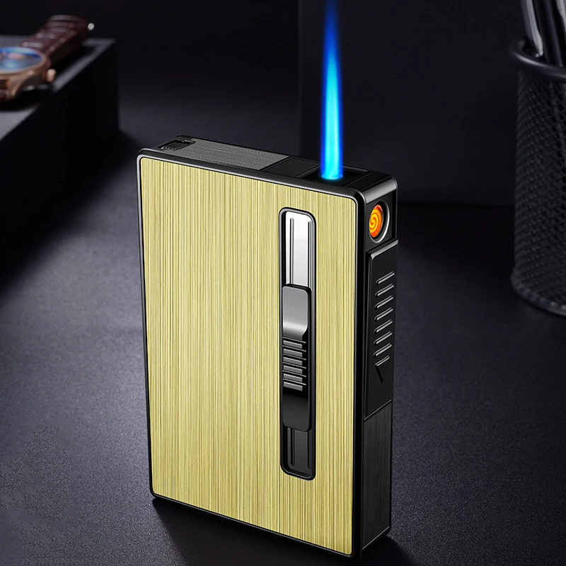 Metal Cigarette Case for Men, Automatic Cigarette Box, Cigarette Capacity Mount Lighter, Nice Gift, Drop Shipping, 20Pcs