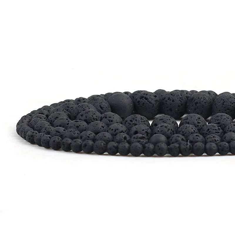 4/6/8/10mm Natural Black Lava Hematite Rock Stone Beads Round Loose Beads For Jewelry Making DIY Bracelet 15''