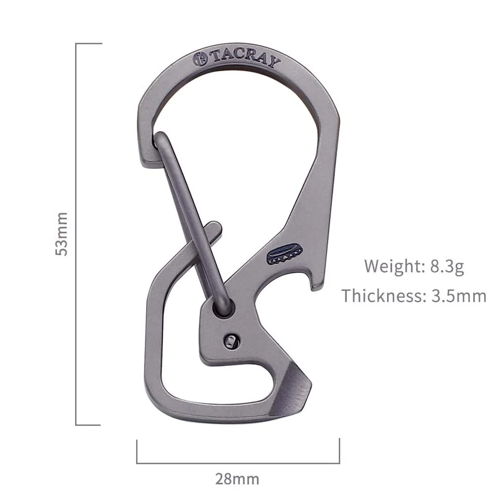 Tacray mosquetão titanium edc chaveiro clipe de liberação rápida mochila mini anti-lost liberação rápida mochila gancho tc4with multitool