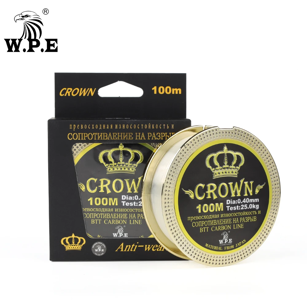 W.P.E Brand CROWN 100m 0.20mm-0.60mm Fluorocarbon coating 10KG-41KG fishing Line Carbon Fiber Carp fishing tackle