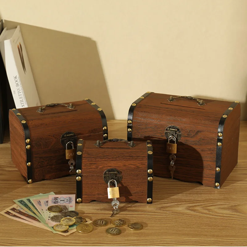 Secret Coin Money Box Wood Saving Toy Paper Money Ornament High Capacity Money Box Hidden Storage Tirelire Household Goods 60