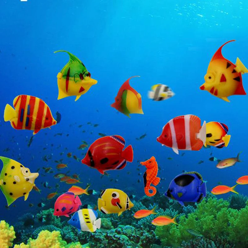 10pcs Artificial durable plastic Fake Fish Floating Landscape For Fish Tank Decoration Aquarium Ornament