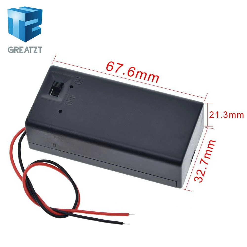 9V Battery Storage Case Plastic Box Holder With Leads ON/OFF Switch DEC22 DIY