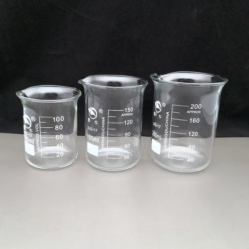 1Piece 5ml To 200ml  Lab Borosilicate Glass Beaker Heat-resist  Scaled Measuring Cup Laboratory Equipment