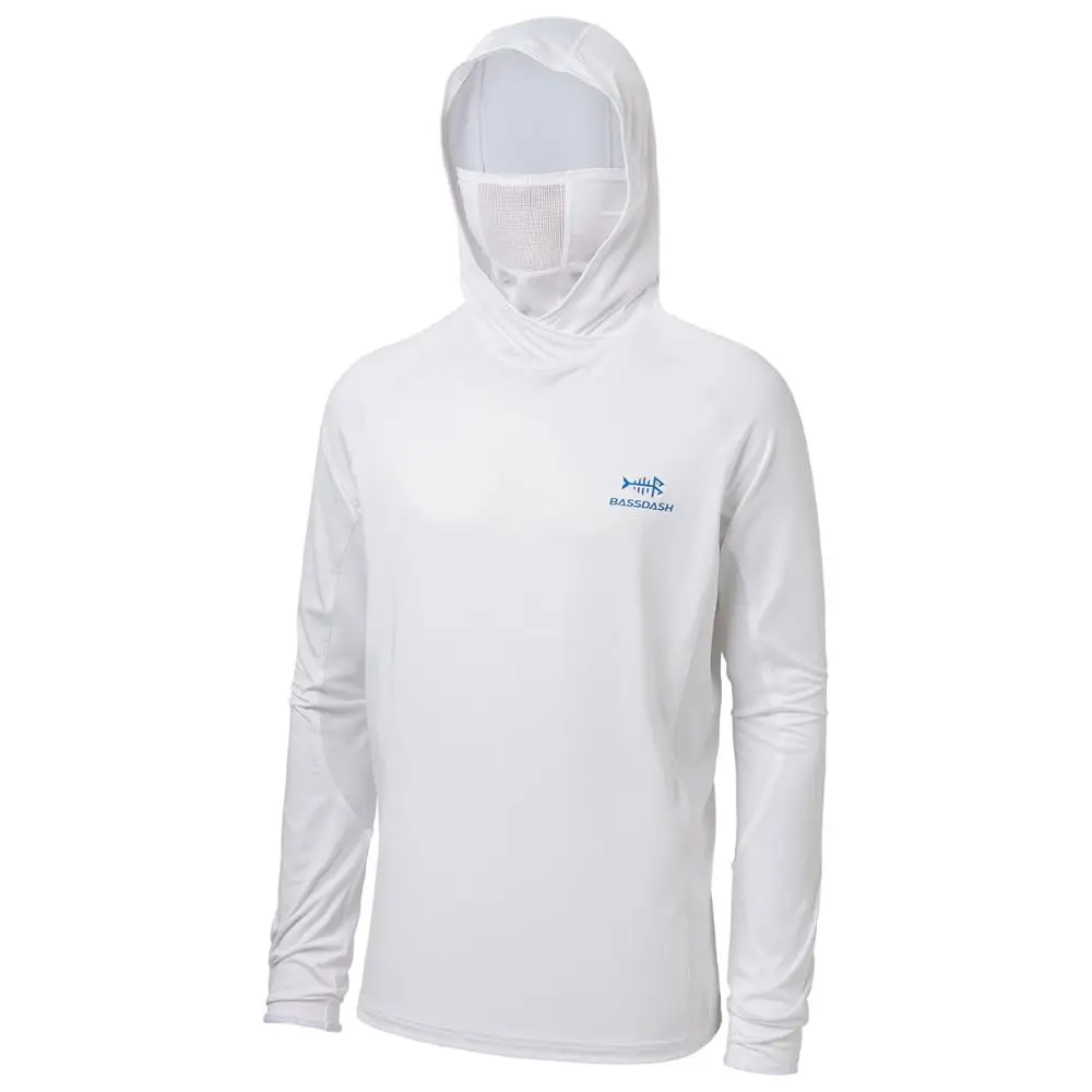 Bassdash upf 50 Herren Langarm-Angel hemd mit Maske UV-Ausschnitt Gamasche Hoodie