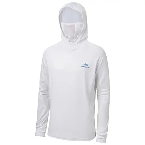 Camisa masculina de pesca de manga comprida Bassdash UPF 50+ com capuz e polaina com pescoço UV e máscara