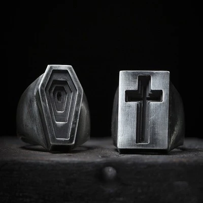 Gothic Retro Dropshipping Cross Men Jesus Rings Punk Rock Male Stainless Steel Amulet Jewelry Creativity Gift OSR608