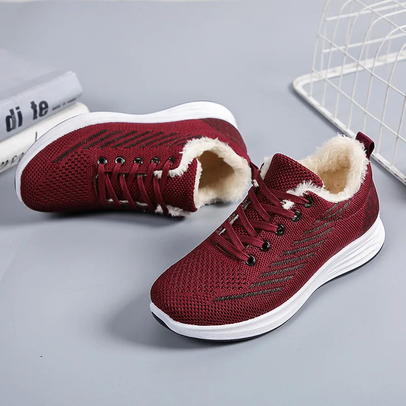 Lace Up Cloth Shoes Women\'s Plush Thickened Warm Winter Mother\'s Cotton Shoes Light Soft Bottom Casual Women\'s Cotton Shoes