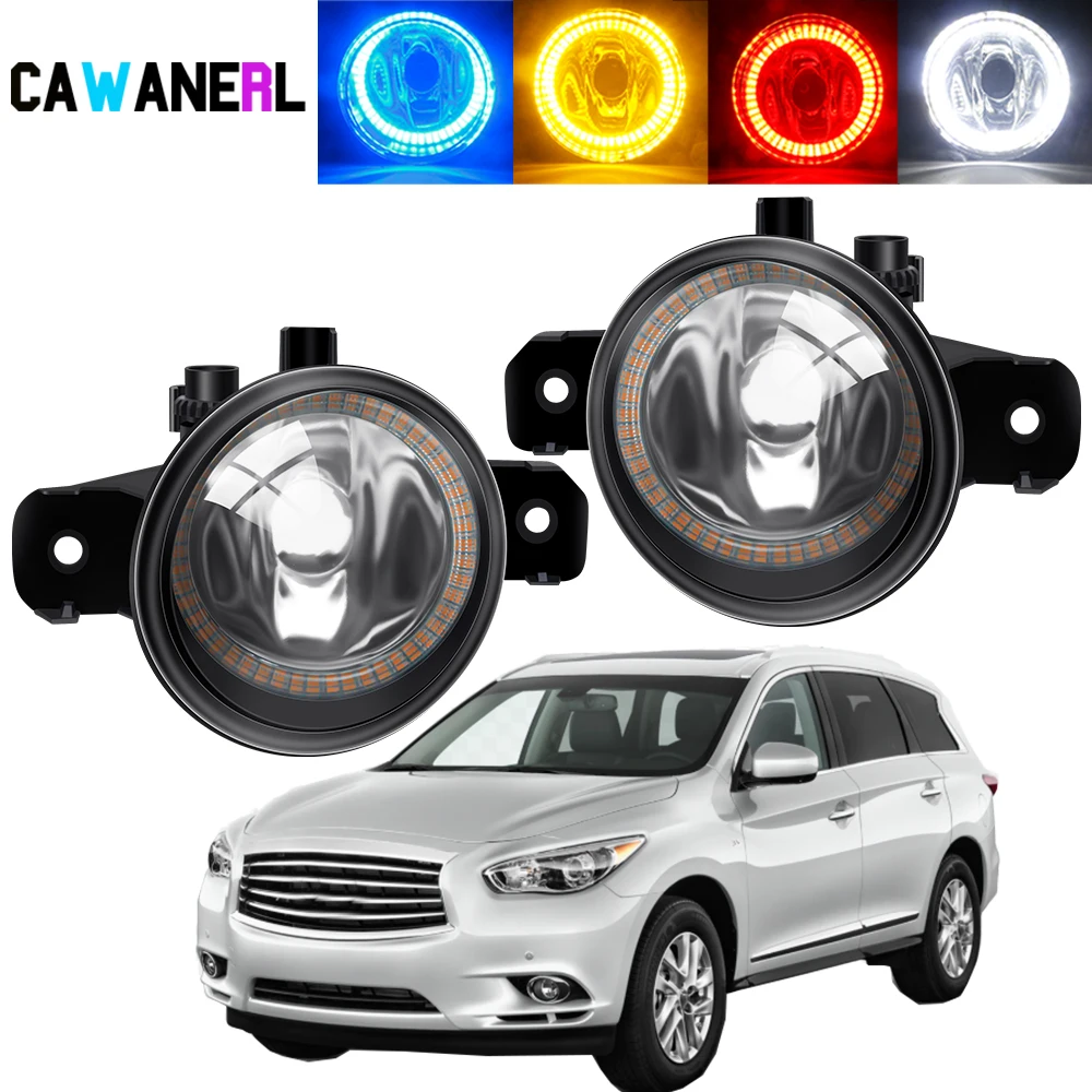

2x автомобильные противотуманные фары в сборе Angel Eye DRL дневные ходовые огни Halo Ring абажур + сменная лампа для Infiniti QX60 2014 2015