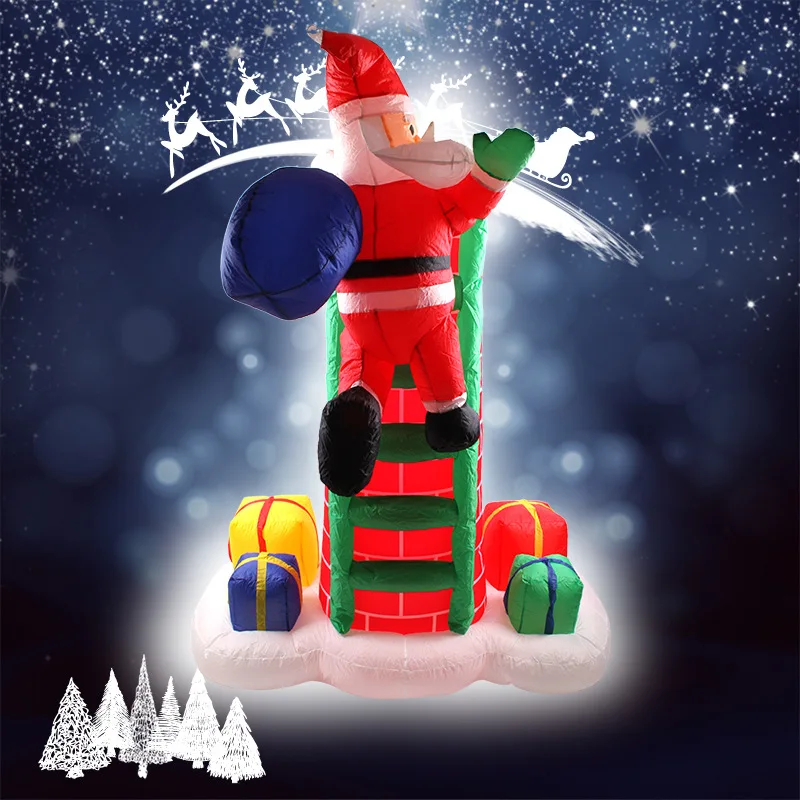 2.4M Inflatable Electric Climb Ladder Santa Claus Inflatable Christmas Decoration LED Lighted Xmas Ornament Garden Outdoor Toys