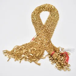 Venta al por mayor de cadenas onduladas de agua para labios de acero inoxidable, color dorado, collares, joyería DIY, cadenas de 45cm, traje, venta al por mayor, accesorios