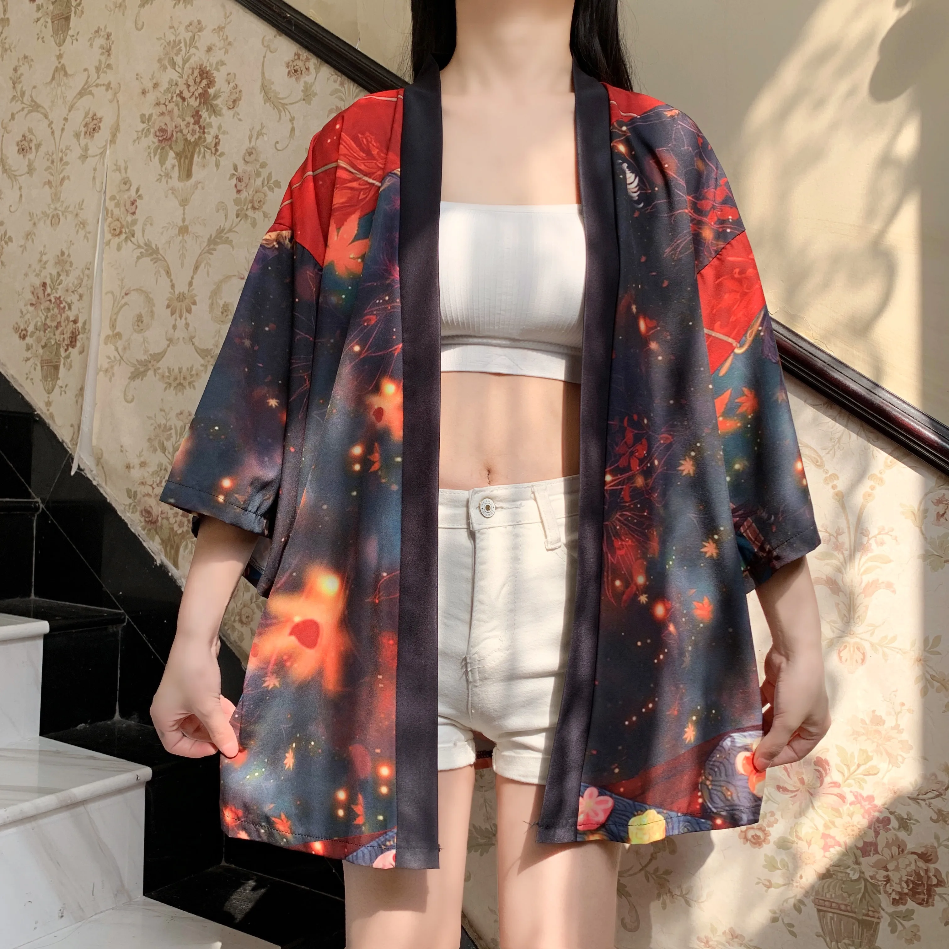 Kimono Women Yukata Harajuku Japanese Kimono Cardigan Yukata Female Japanese Streetwear Clothes Clothes Beach sunscreen shirt