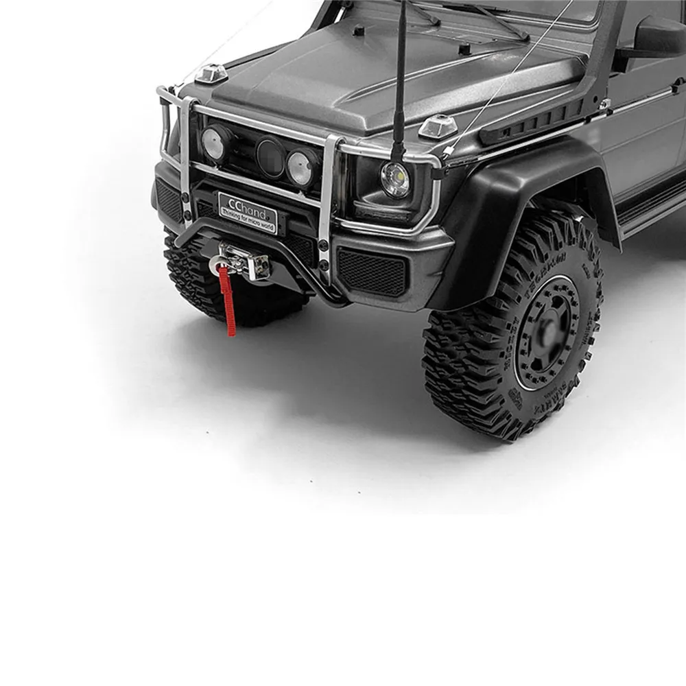 Metal Front Bumper with LED Lamp Spotlight for 1/10 TRX6 G63 TRX4 G500 RC Car Parts Accessories