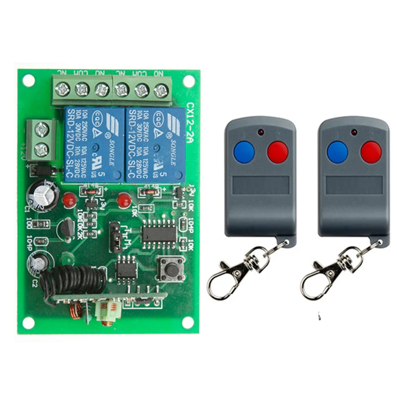 

433MHz Universal Wireless Remote Control DC12V 24V 2CH Relay Receiver Module RF Switch for Gate Garage opener