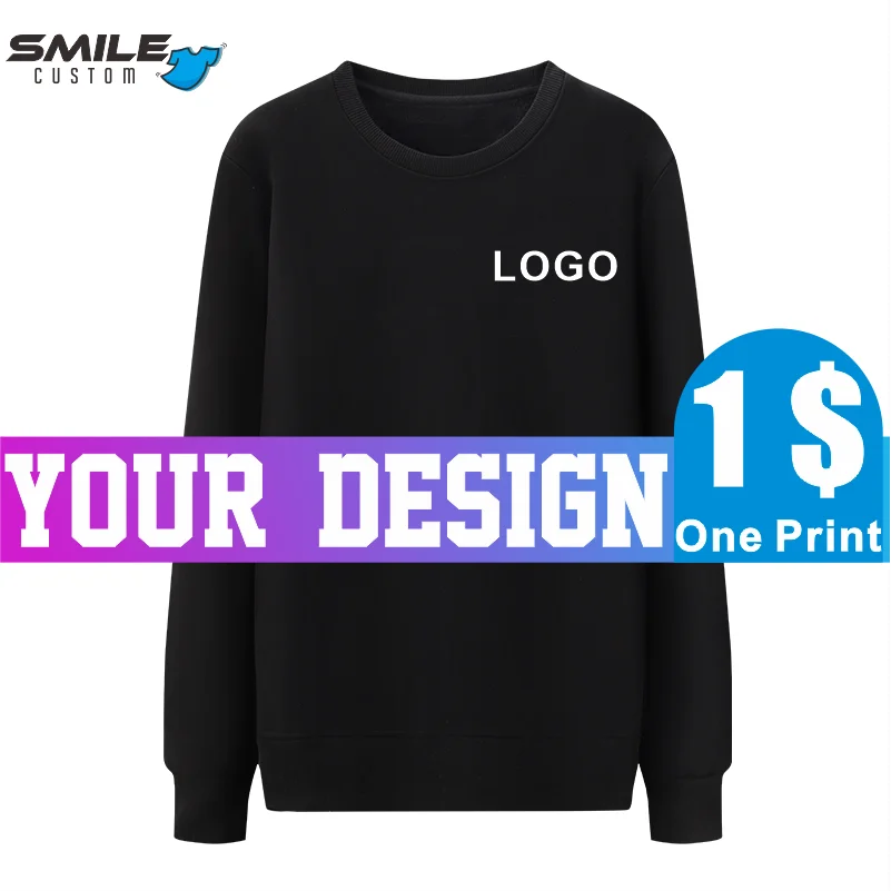 

SMILE Cotton All-match Sweatshirt DIY Logo Street Trend Hiphop Sweater Custom Cool Text Pattern Casual Sport Jacket Design Print