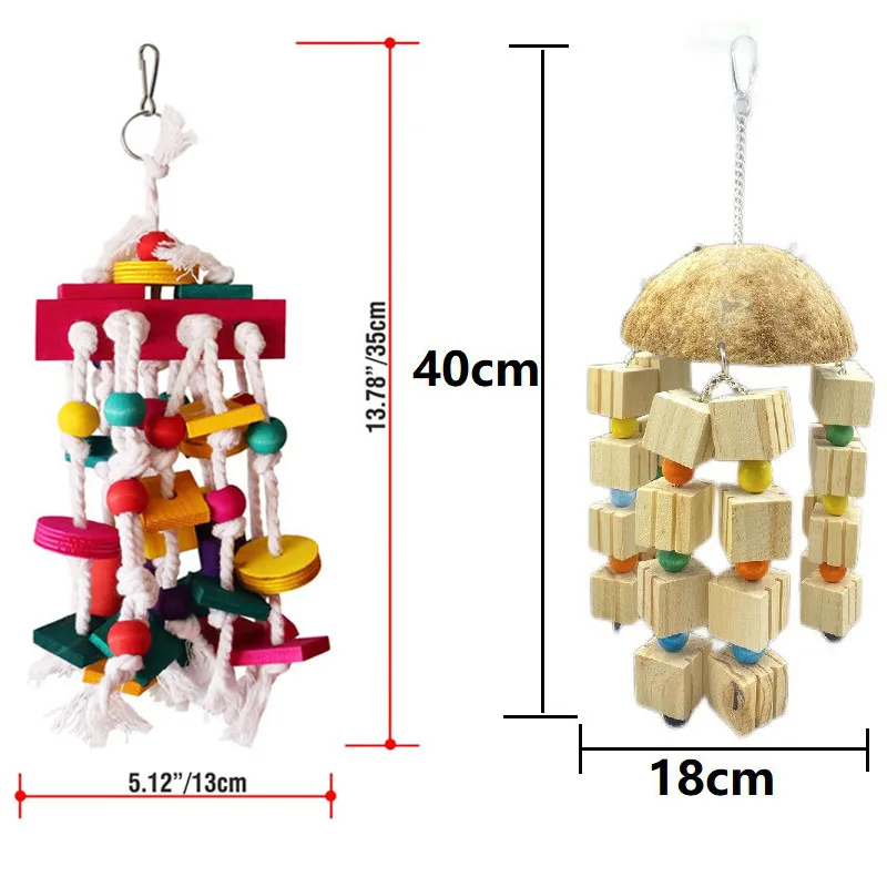 Large Parrot Chewing Toy - Bird Parrot Blocks Knots Tearing Toy Bird Cage Bite Toy For African Grey Macaws Cockatoos