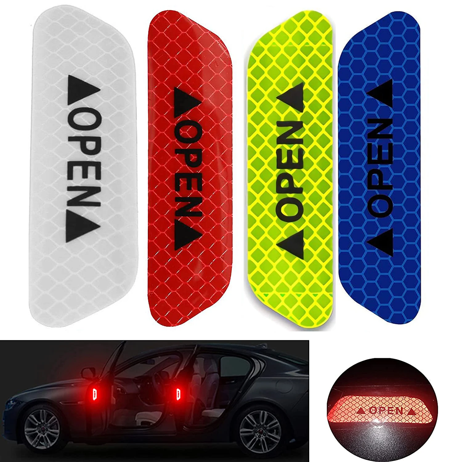 4PCS Fluorescent Car Reflective Strips Warning Stickers For Lada granta vesta kalina priora niva xray largus Opel Astra H G J