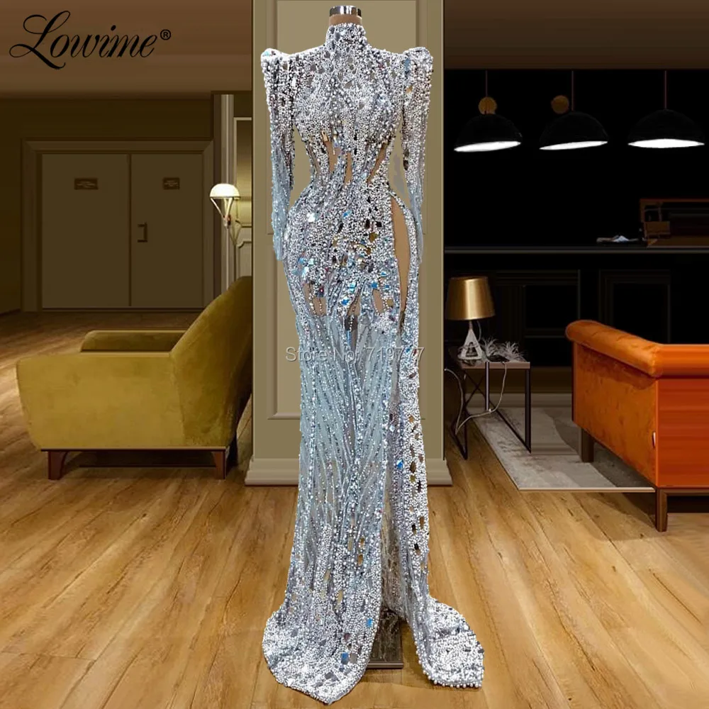 Robe De Soiree Crystals Beaded Luxury Evening Dresses Customized Muslim Arabic Abiye Dubai Party Gowns Vestidos Prom Dresses