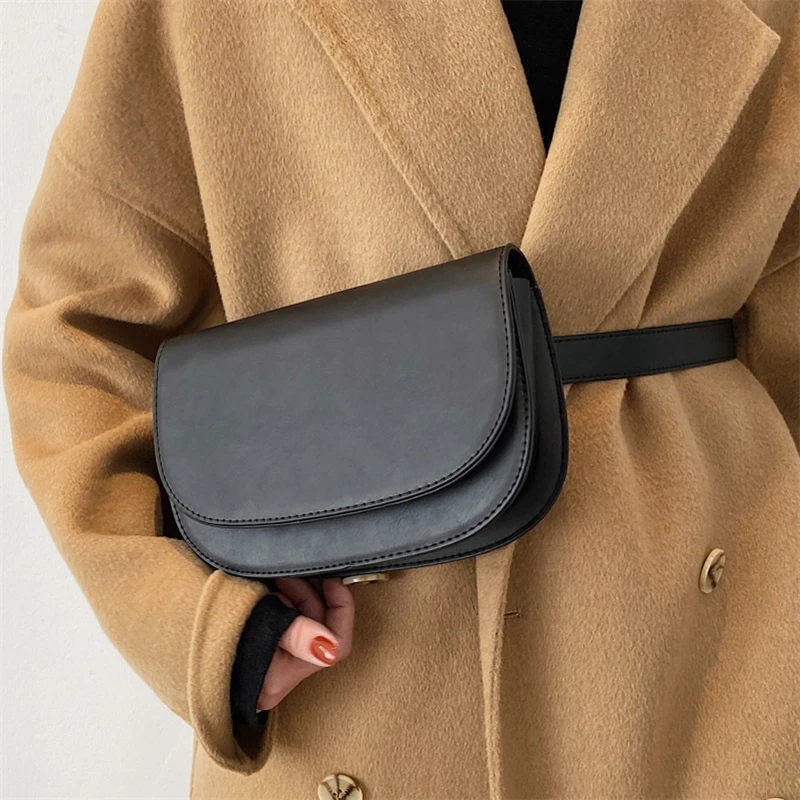 Simple Fashion Crossbody Bags for Women 2021Winter New Waist Pack Solid Color Ladies Handbags Mini Saddle Bag Brand Shoulder Bag