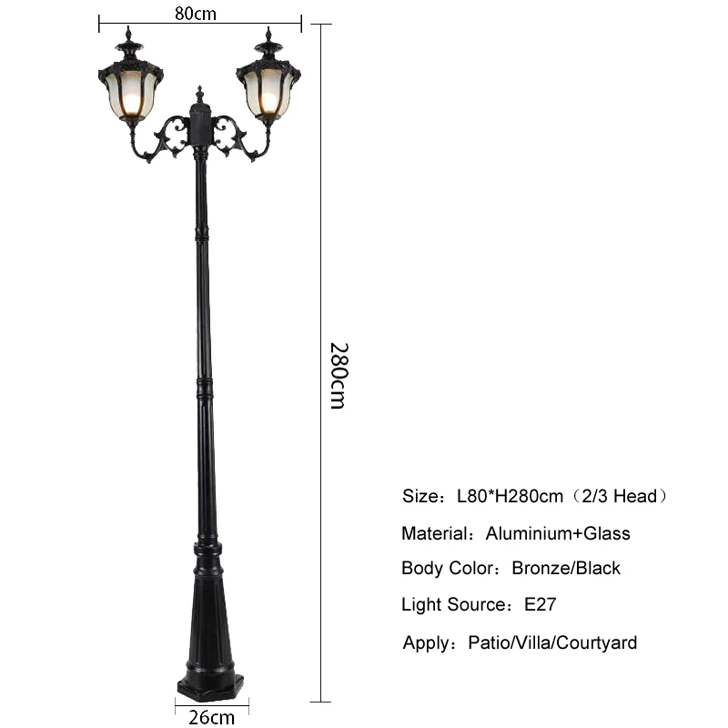 (H≈ 2.8M) Lampu Lanskap Eropa Lampu Taman Antik 2/3 Lampu Depan Taman Lampu Teknik Taman Jalan