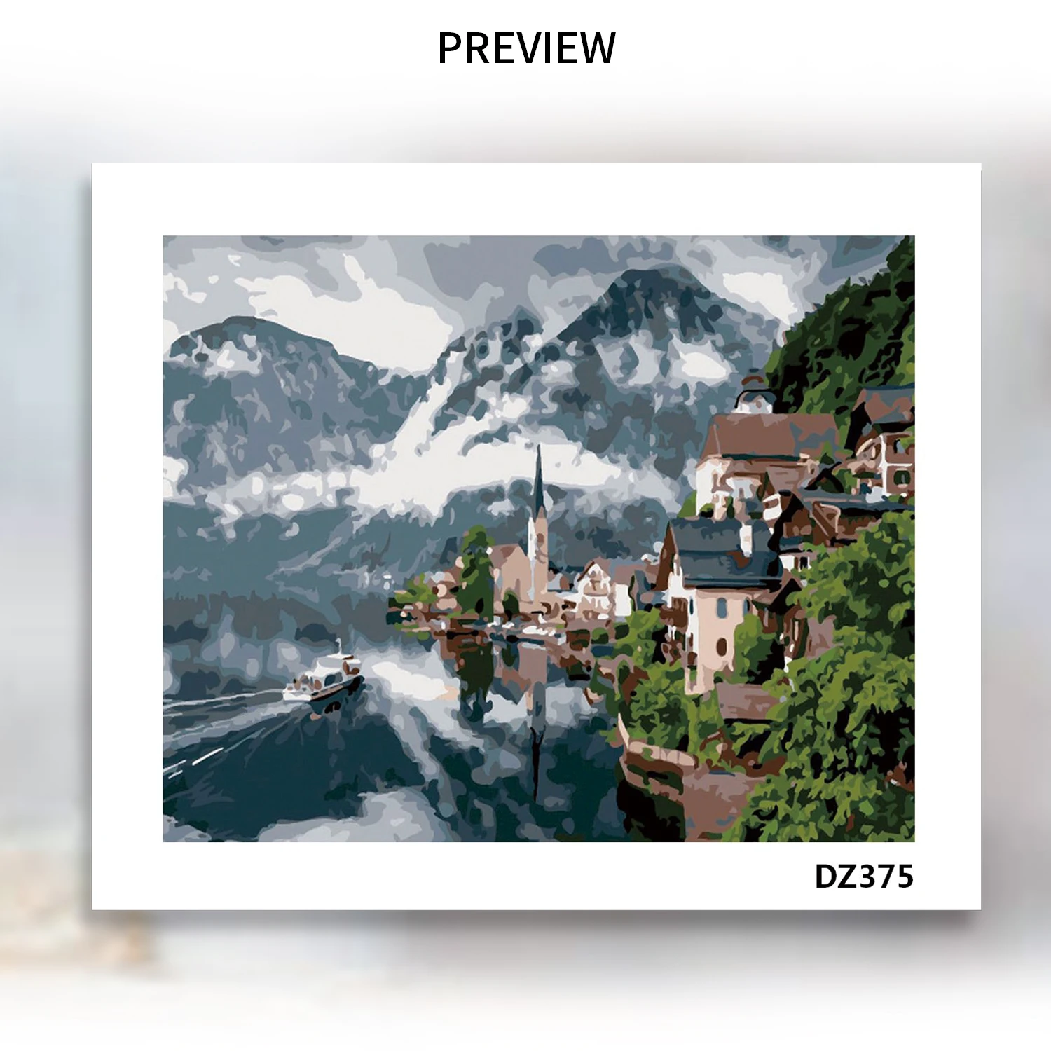 Framed Fantasy Village DIY Painting By Numbers Kits Acrylic Paint On Canvas Landscape Handpainted Oil Painting For Home Decor