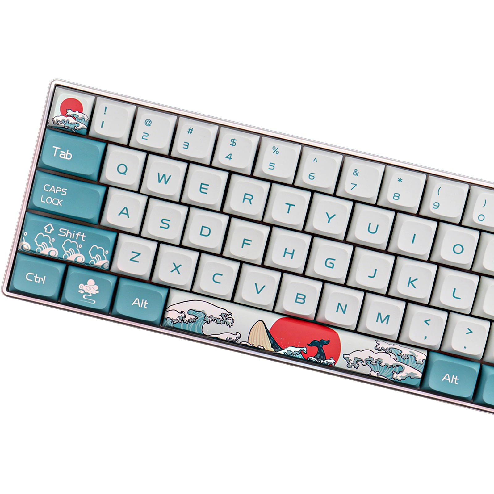 Teclas PBT para teclado mecánico, perfil XDA, 108 teclas, sublimación, japonés Ukiyo-e, para GK61 Cherry MX