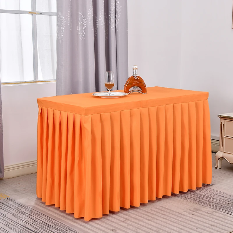 

Plain Color Polyester Table Skirting Cover for Home Restaurant and Hotel, Can Do Customized Size