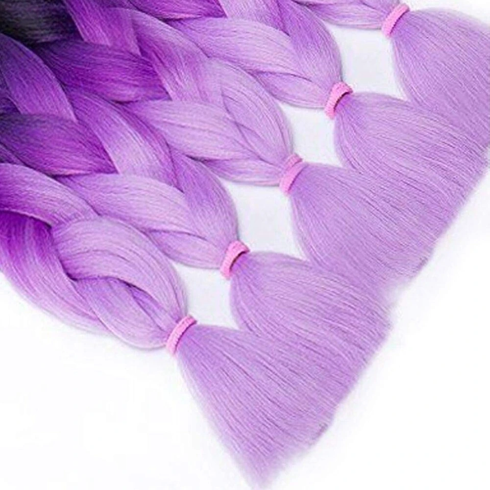 Extensiones sintéticas trenzadas para mujer, pelo largo Jumbo, Color degradado, rosa, gris, Rubio, Kanekalon