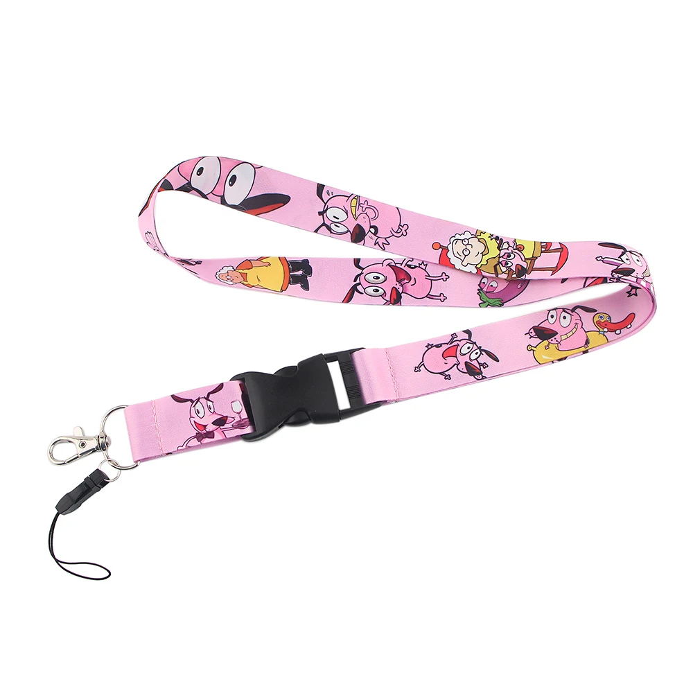 ER809 Stupid Dog Pink Black Cartoon Card Holder ID Holder Bus Card Holder Staff Card Lanyard For Keys Phone DIY Hang Rope