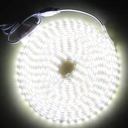 Taśma LED z przełącznikiem wodoodporna taśma LED 220V taśma świetlna LED biała 3M 5M 10M 30M 50M wstęga led SMD 5050 AC 220V