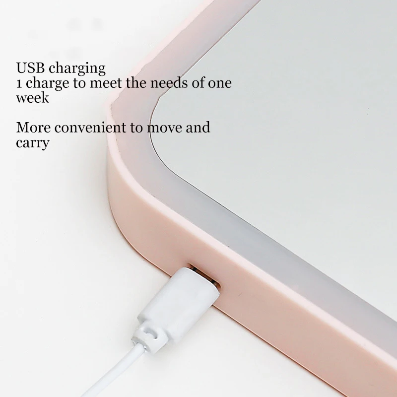 HD Makeup Mirror with Led Light Eye Protection Folding Vanity Light Beauty Mirror USB Charging Adjustable Light Touch Control