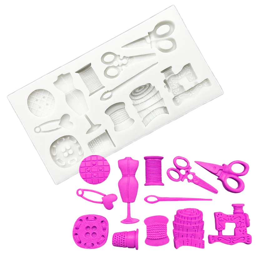 Sewing Machine Scissors Button Silicone Sugarcraft Mold Cupcake Baking Mold Fondant Cake Decorating Tools