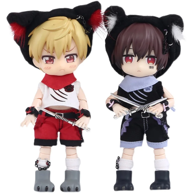 new ob11 doll clothes T-shirt shorts Killer code: CAT suit is suitable for obisu 11, GSC, 1/12 bjd doll clothes accessories